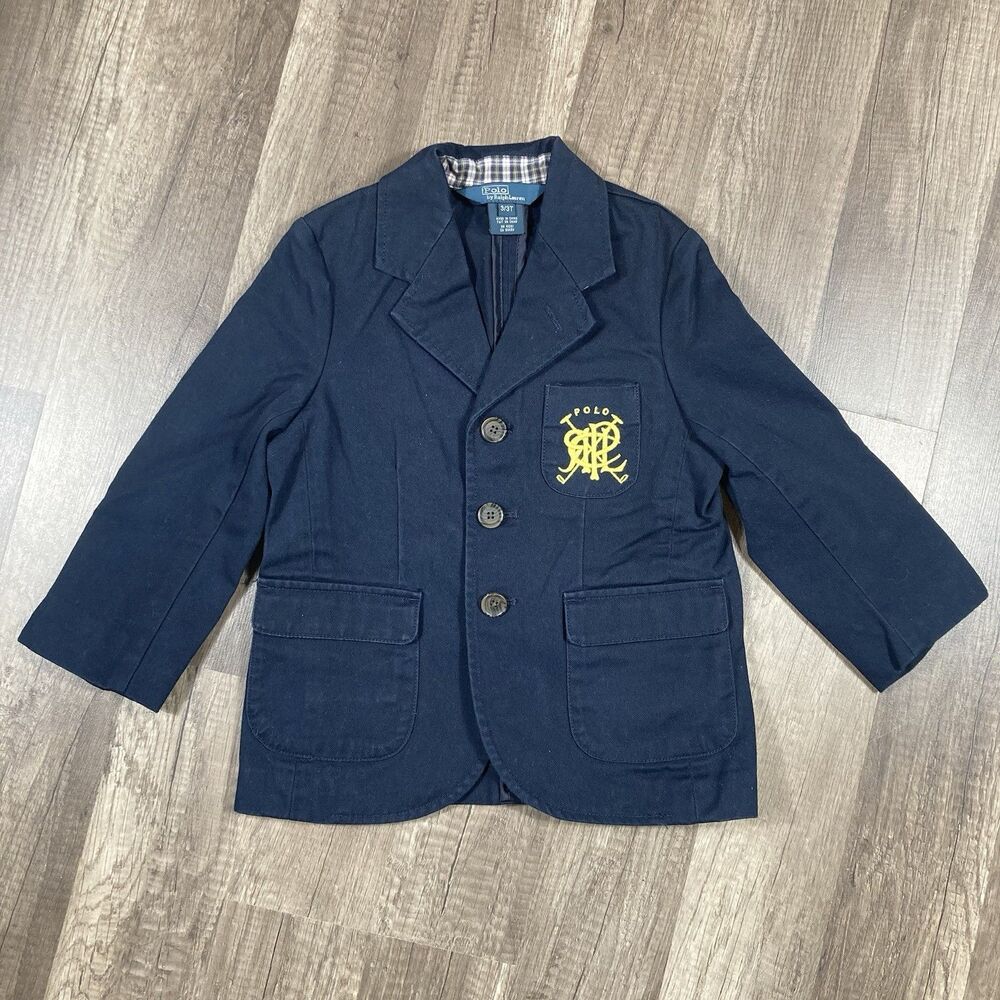 Ralph Lauren Polo Boy Blazer Jacket 3T Crest Navy Blue Preppy Academia Gentleman